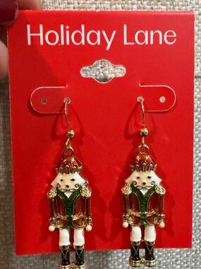 Holiday Lane gold-tone enamel Nutcracker earrings